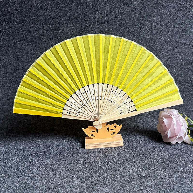 Bamboo Cloth Folding Fan Classical Blank Dancing Fans Handle Fan Chinese Art Crafts Gifts Decoration Fans Home Decor Gifts