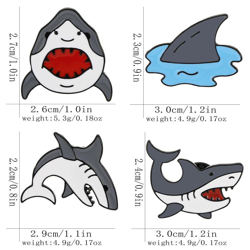 Funny Fierce Shark Design Enamel Brooches Cute Marine Animal Metal Pins For Bag Backpack Dress Badge
