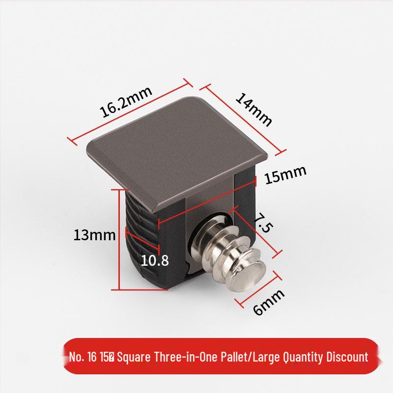 Minimalist Gunmetal Gray 3-in-1 Shelf Bracket & 12mm Cabinet Connector