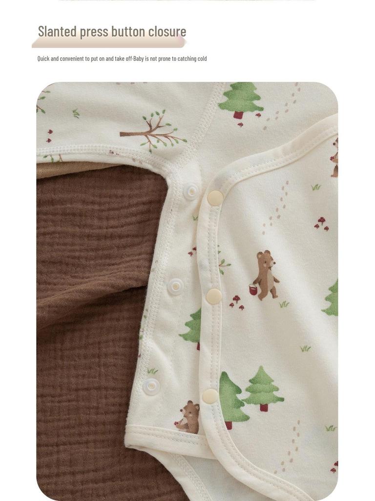 Jesienne bawełniane pajacyki dla niemowląt w stylu skandynawskim z motywem żołędzi: Dziecięca bezszwowa zimowa warstwa bazowa