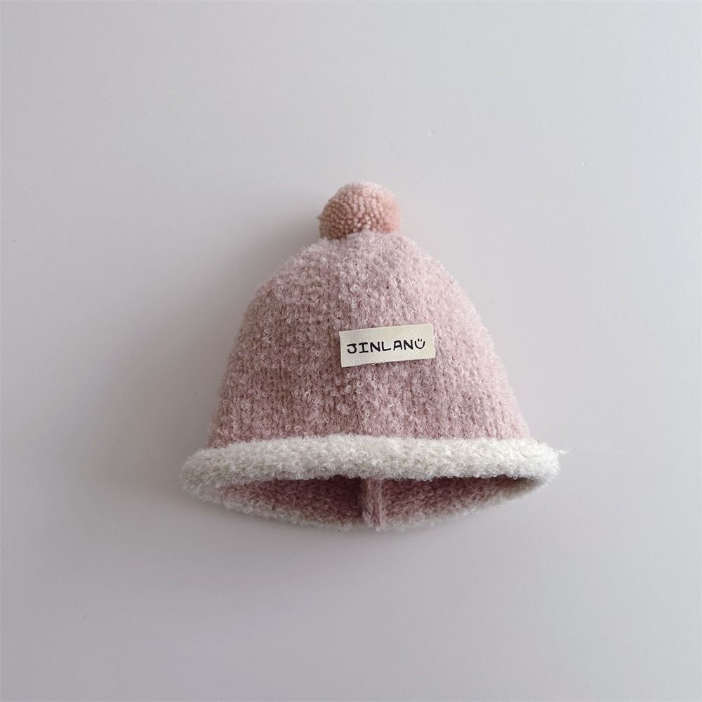 Cute Plush Ball Children Melon Caps Woolen Yarn Baby Knit Hat Korean Crochet Bonnet  Girls Boys