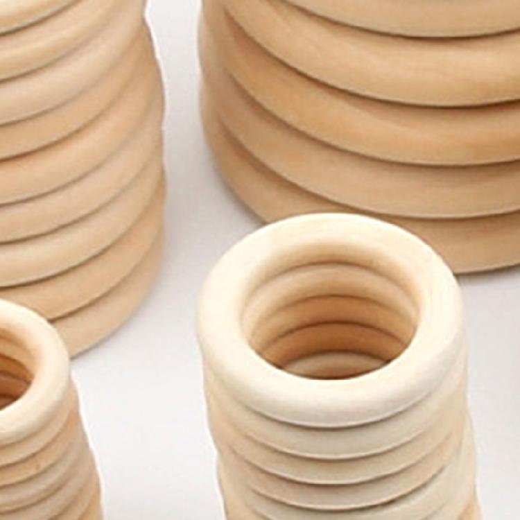 Sada přírodních dřevěných kroužků 15-100 mm Kulaté dřevěné kroužky pro macramé Fotografické rekvizity