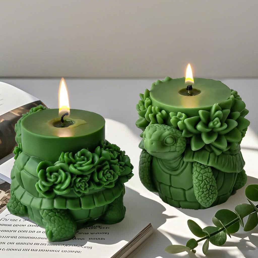 3D Tortoise Succulent Cactus Silicone Candle Mold Handmade Gift Crafts Plaster Resin Mold DIY Turtle Handmade Soap Candle Making