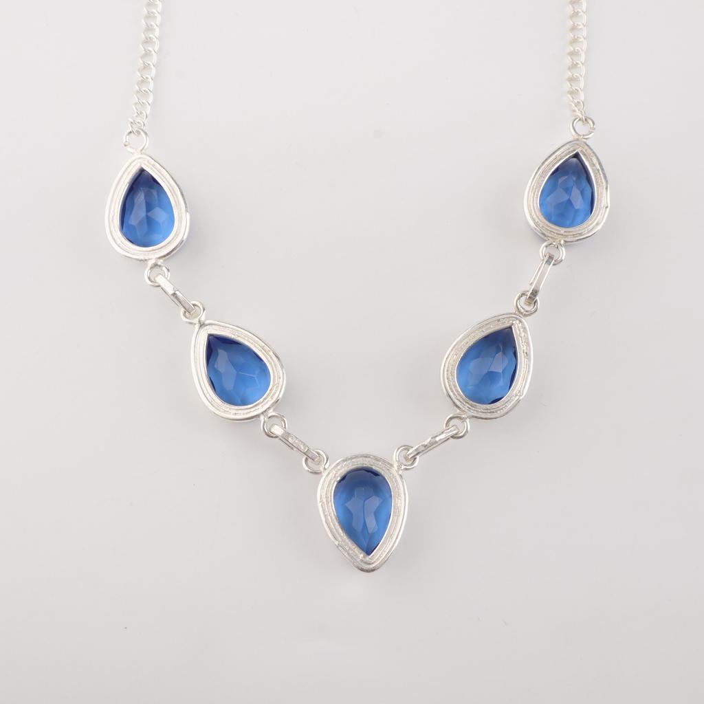 Tanzanite Gemstone Silver Necklace 925 Sterling Silver Handmade Jewelry Necklace For Wedding RN-1-8