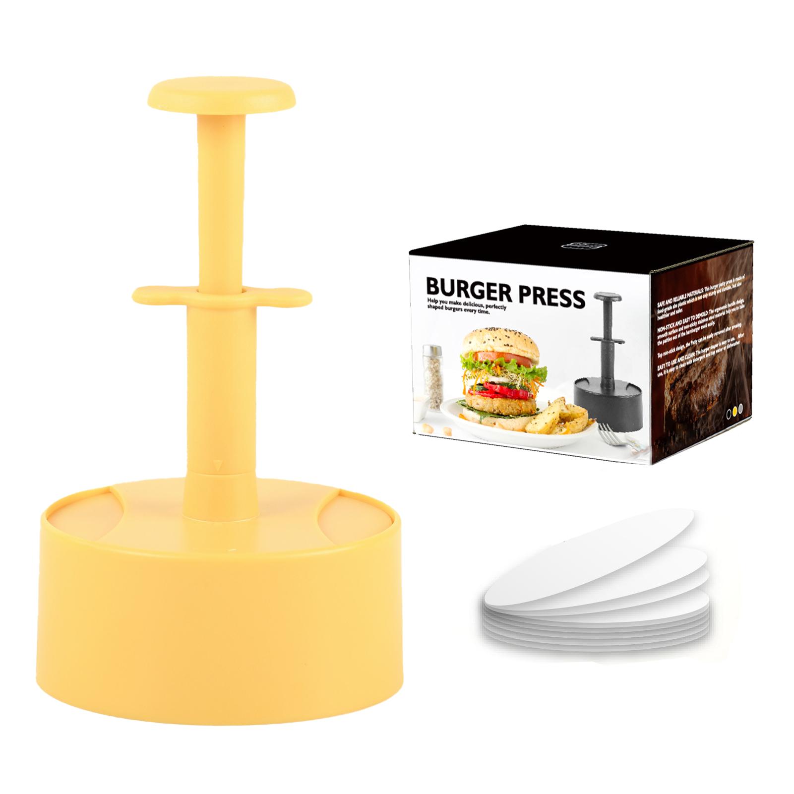 

Round Shape Hamburger Press Food Grade Lightweight Meat Pie Making Tool For Cooking OPP жовтий