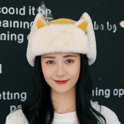 Kreative Katzenmütze Damen Samtmütze Integrierte warme Lei Feng Mütze Dickes Stirnband Reiten Winddichte Hüte