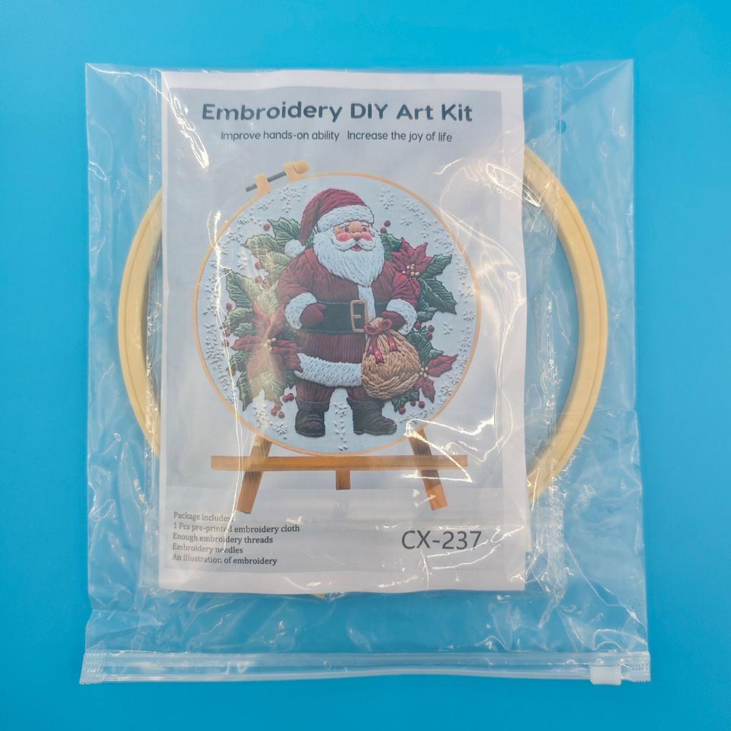 Christmas Embroidery Kit with Fabric and English Instructions