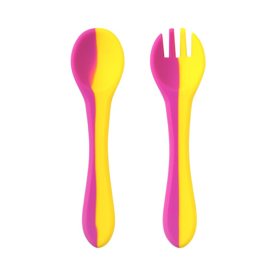 

Цветные детские новые 2 шт. силиконовые детские столовые приборы пищевой категории ложка и вилка для кормления набор столовых приборов для обучения детей еде детская посуда