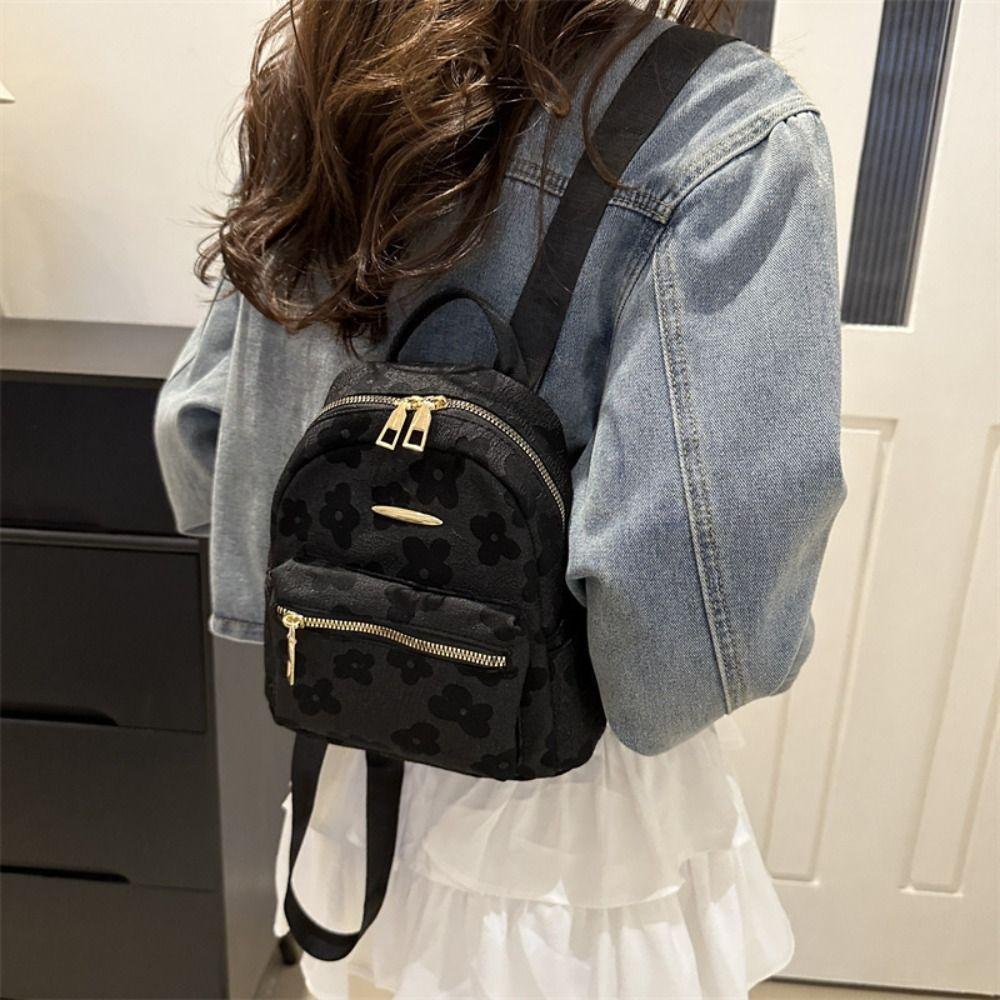 Floral Flower Backpack Pu Leather Flower Shoulder Bag Creative Storage Bag Students