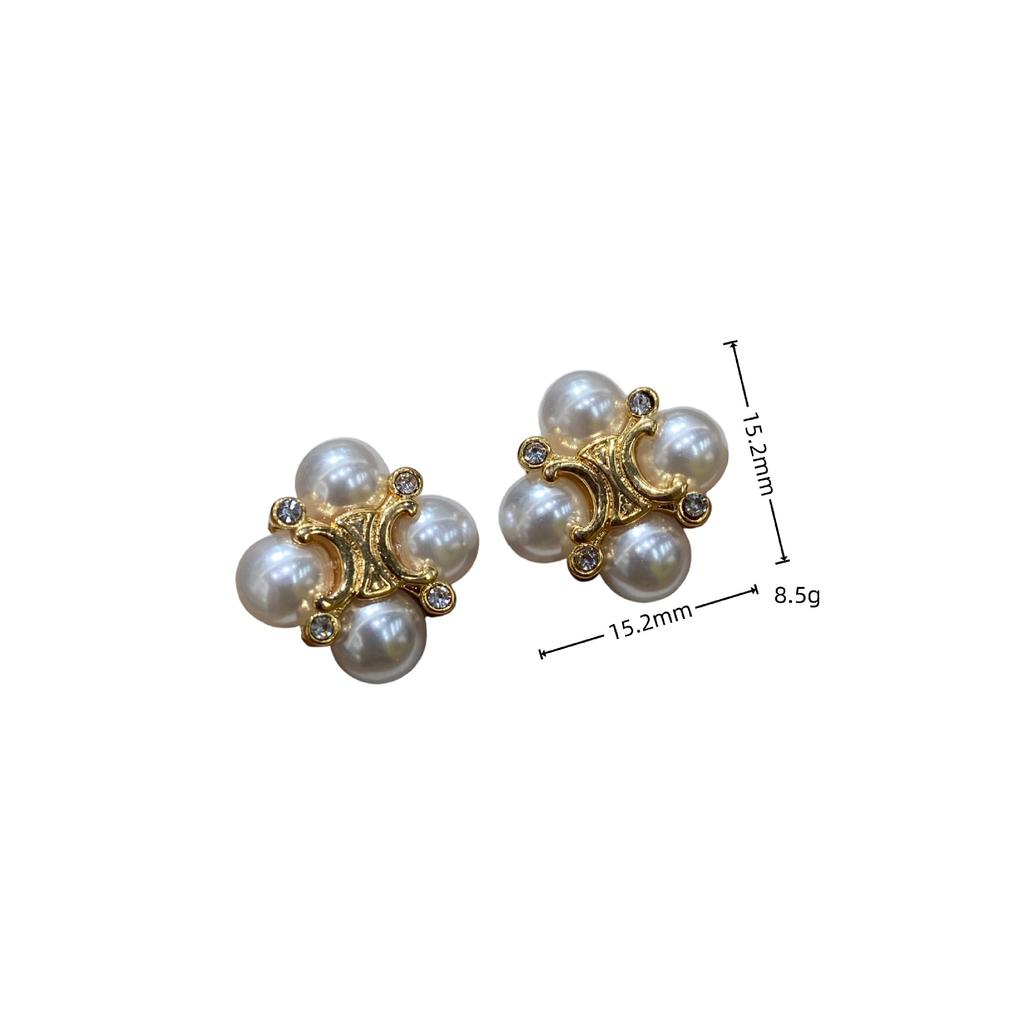 Cel Arc De Triomphe Pearl Diamond Small Flower Earrings Fashion Temperament Versatile Exquisite Earrings