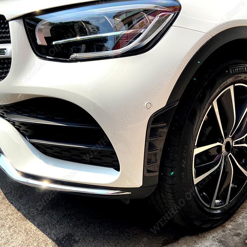 Front Bumper Wind Knife Blade For Mercedes GLC Class C253 X253 GLC260 GLC300 2020 2021 2022 Carbon Fiber Look Bumper Spoiler