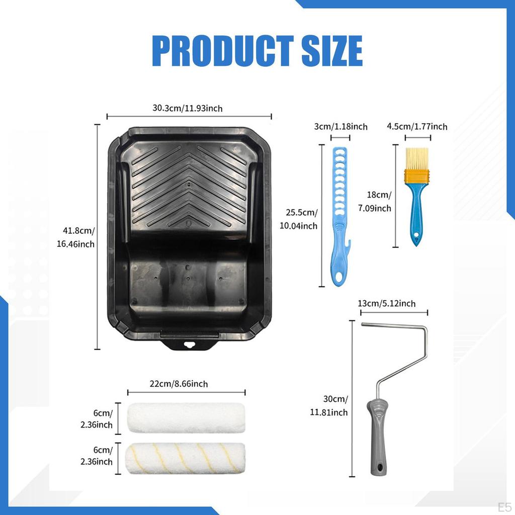 3 Pieces Paint Roller Kit Includes Frame Brush Cover Stirring Rod Tray Portable
