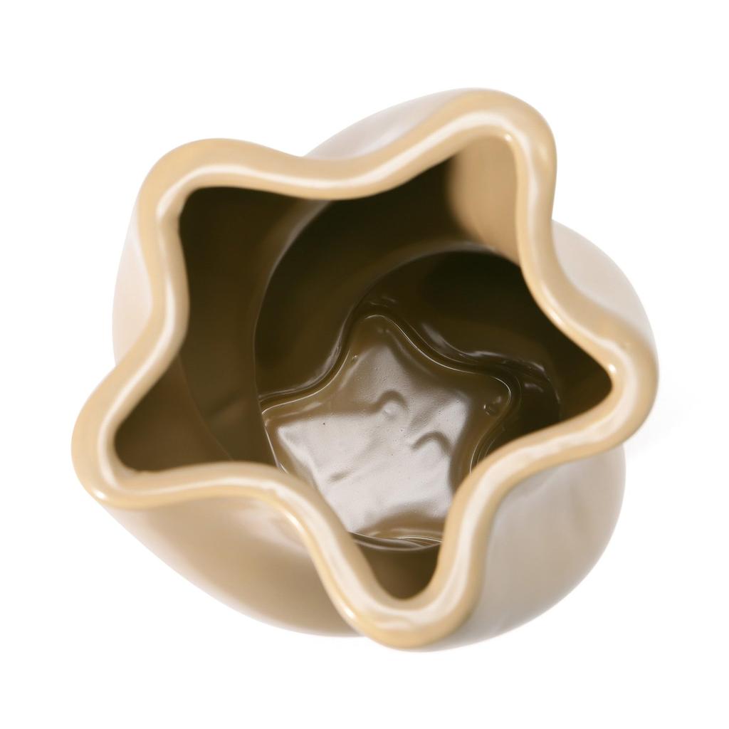 Francfranc Ceramic Twist Flower Vase, Large, Beige, Stylish and Cute
