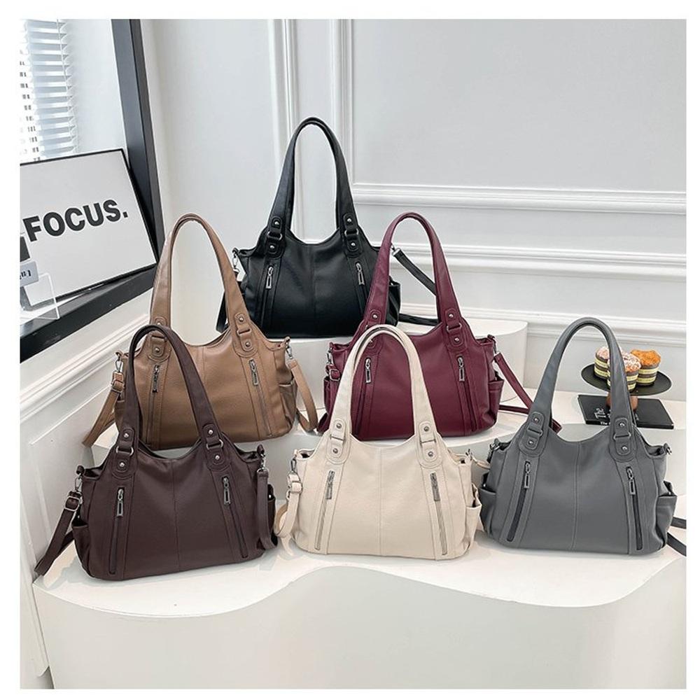 Women's PU Leather Shoulder Tote Bag Fashion Commuter Handbag