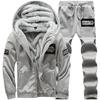 Fleece Herren Set Mode Trainingsanzug Gefüttert Dickes Sweatshirt Hose Sportbekleidung Anzug Männlich Winter Warm Kapuzenoberbekleidung Anzug
