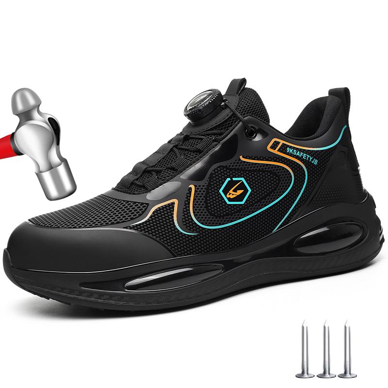 Size 47 48 Waterproof Work Safety Shoes Men Women Steel Toe Work Sneakers Rotating Button Air Cushion Protective Safety Boots