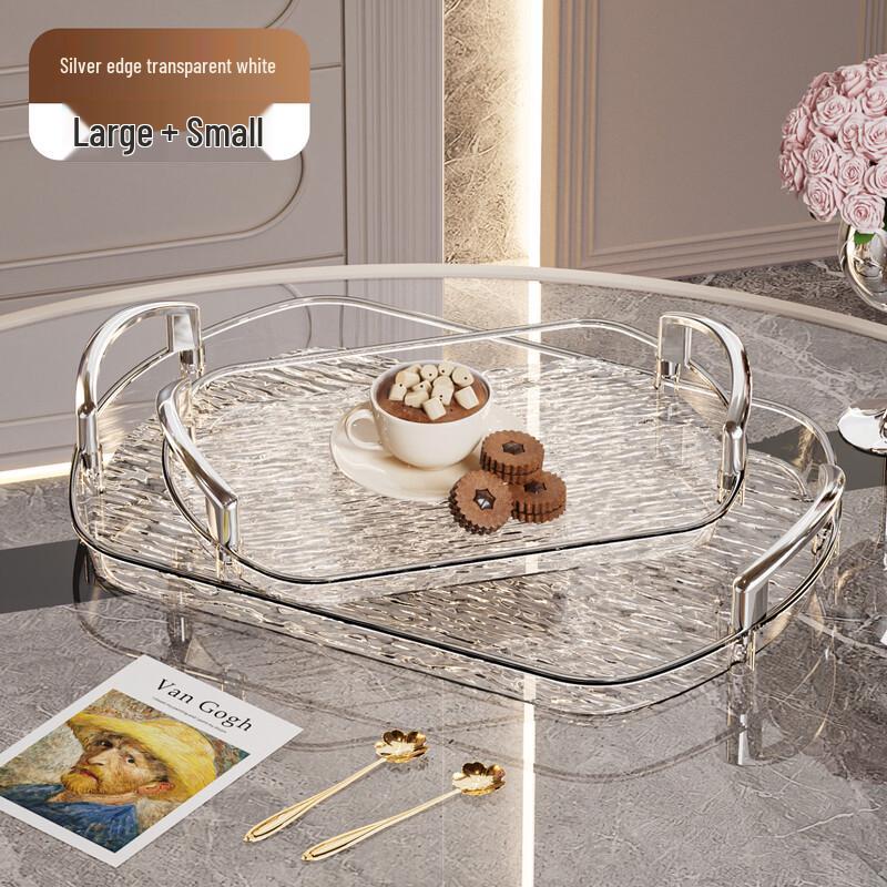 Light Luxury Plastic Serving Tray with Handles