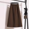 Damen High-Waist Samt A-Linien Midikleid - Figurschmeichelnd, Schlankmachend, Herbst/Winter Stil mit Schlitz