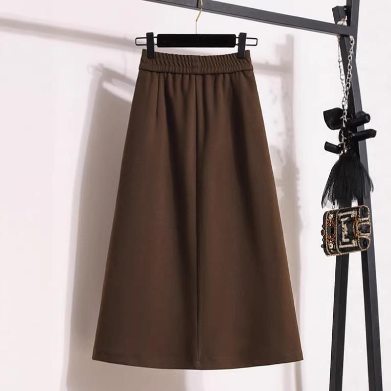 

Women s High-Waist Velvet A-line Mid-Length Skirt - Flaw-Hiding, Slimming, Autumn/Winter Style with Slit 5XL - Fits up to 200 jin