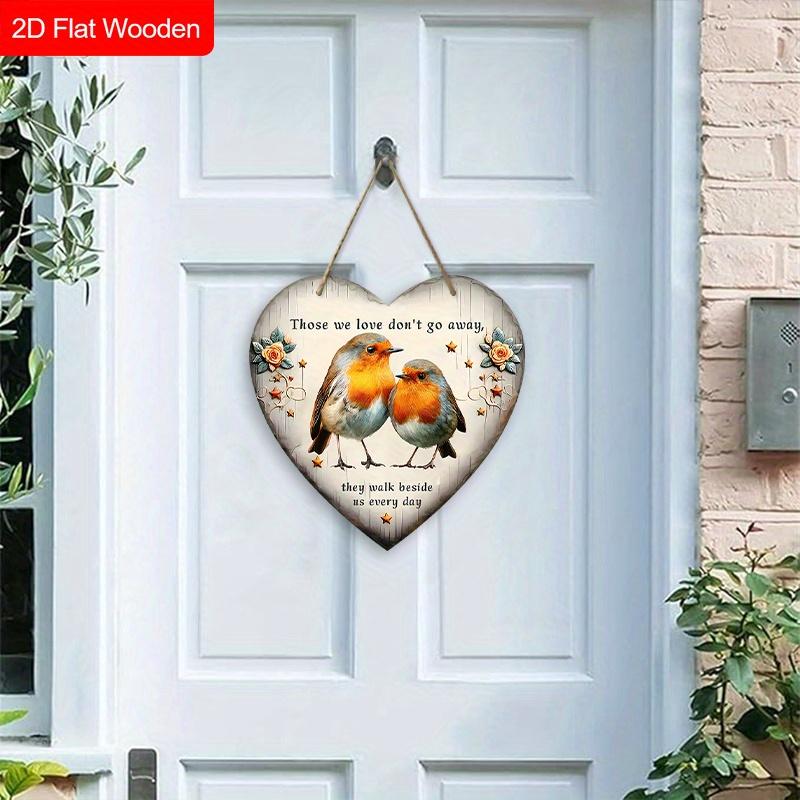 Memorial Wooden Sign with Heart-shaped Design - Unique Figurine Ornaments - Ideal for Front Door, Porch, Wall Decor