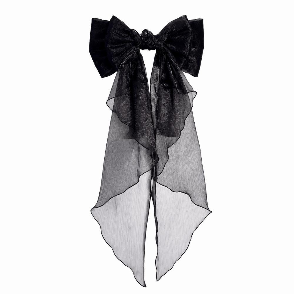 Multicolor Trailing Bowknot Safety Pin Shiny Silk Waist Accessories Double Layer Bowknot with Pin Double Layer чёрный