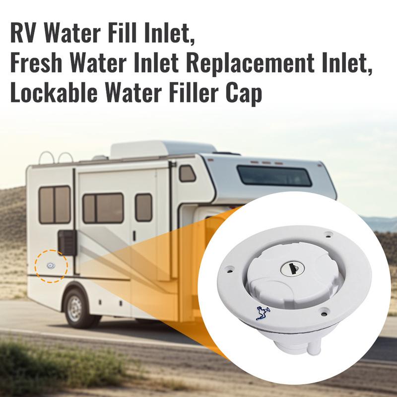 Universal RV Caravan Locking Water Filler Cap With Two Keys -Black Motorhome Locking Water Cap Fresh Water Inlet