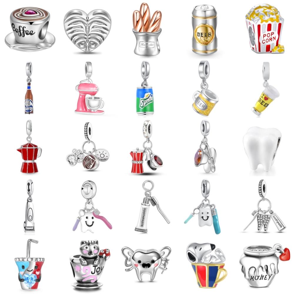 New   Copper Toothbrush Cup Beer Charm Of Ley  Chain Bead Fit Original Bracelet Accessories Diy Women Love Jewelry