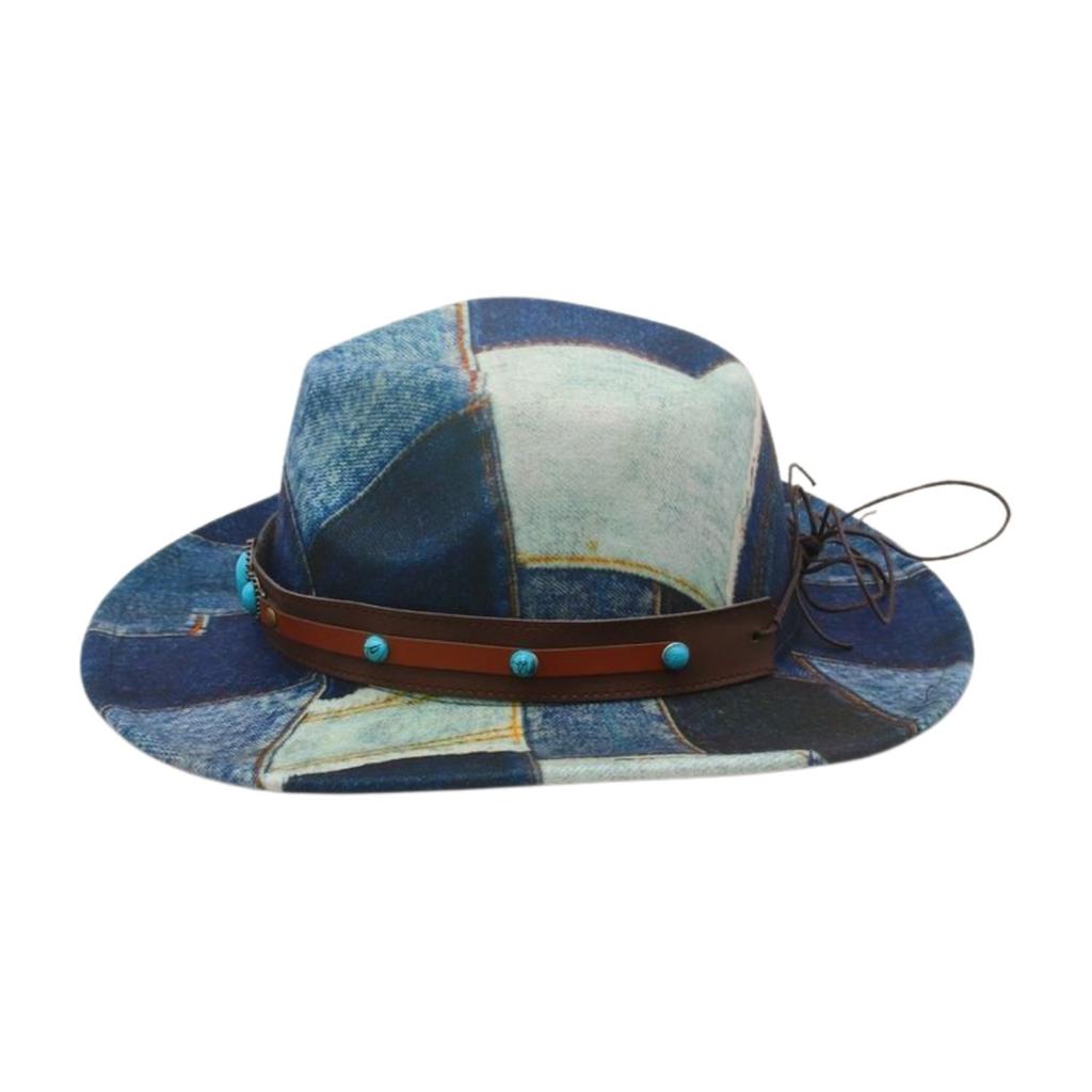 Western Cowboy Top Hat British Style Fashion Color Matching Jazz Hat Peach Heart Retro Stage Catwalk Concave Stage Hat