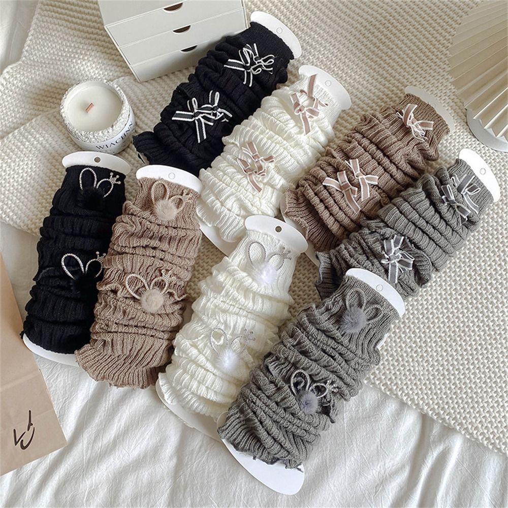 Soft Cotton Long Stockings Solid Color Pile Sock Sweet Knitted Socks  3-12 Year Children