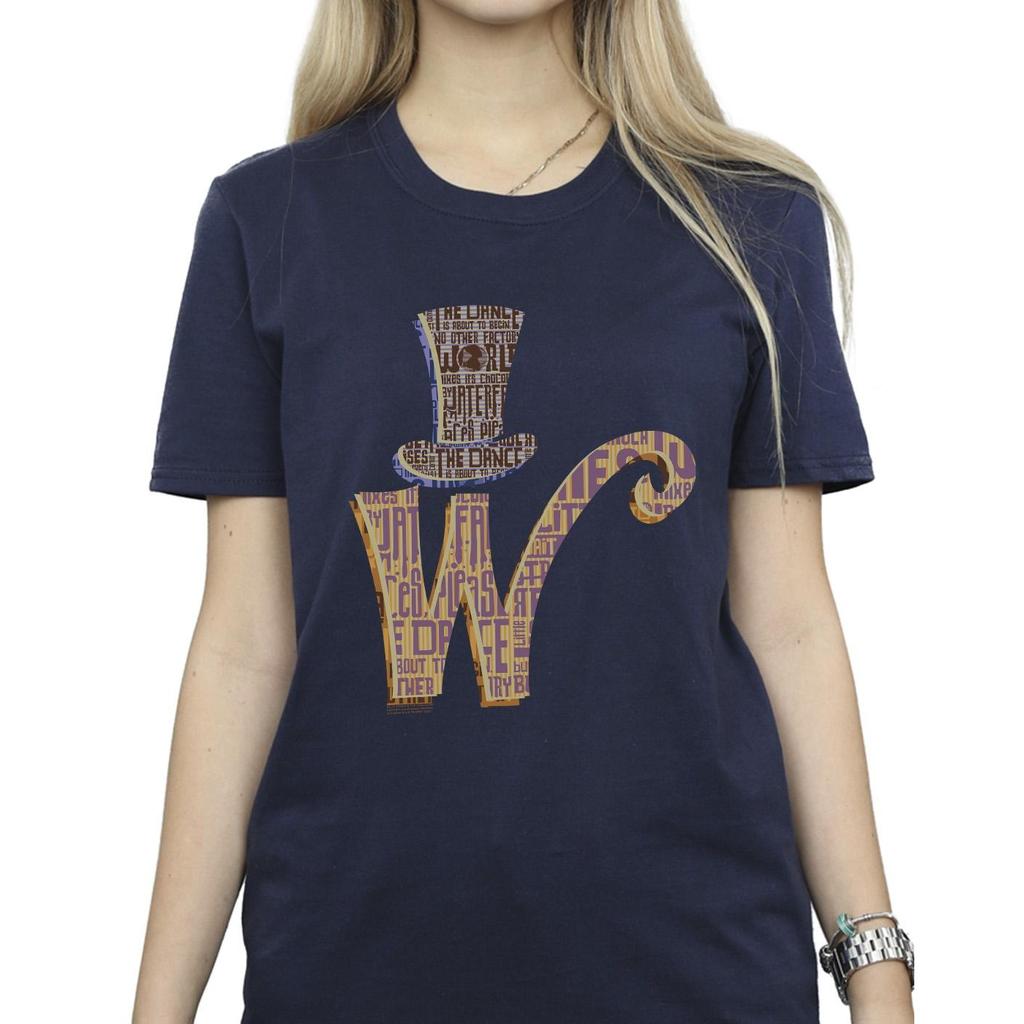 Willy Wonka Womens/Ladies W Logo Hat Cotton Boyfriend T-Shirt