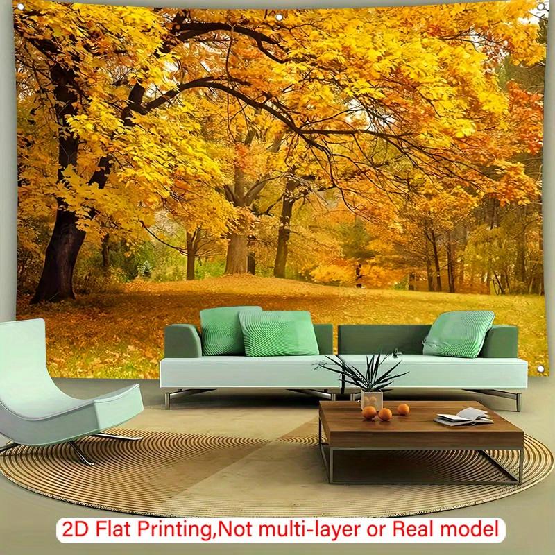2D Flat Design 1 Piece Autumn Maple Tree. Background Fabric for Living Room and Bedroom. Decorative for the Garden.