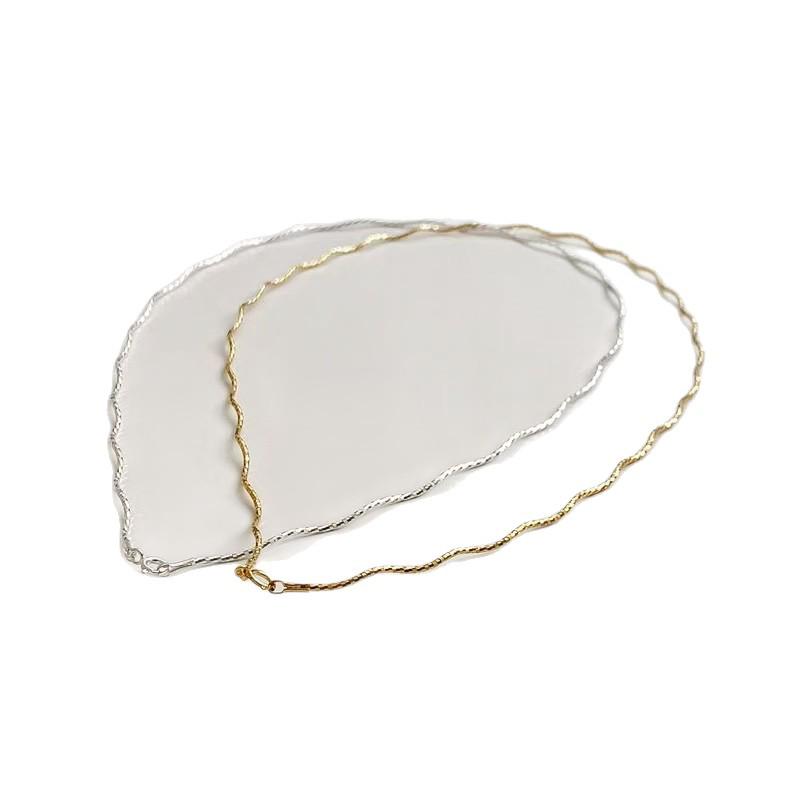 Třpytivý náhrdelník s vlnou květin: Retro korejský styl, módní, jednoduchý a všestranný, trendy INS styl, lehký luxusní řetízek na klíční kost.