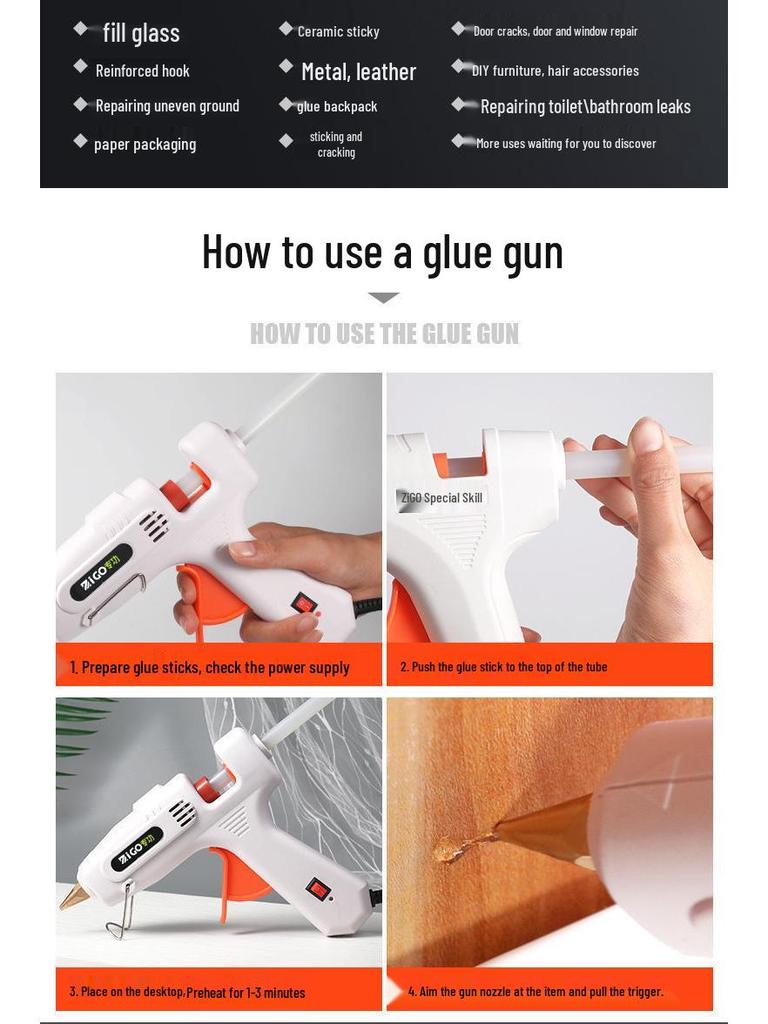 Compact Hot Melt Glue Gun for Students & Household Projects