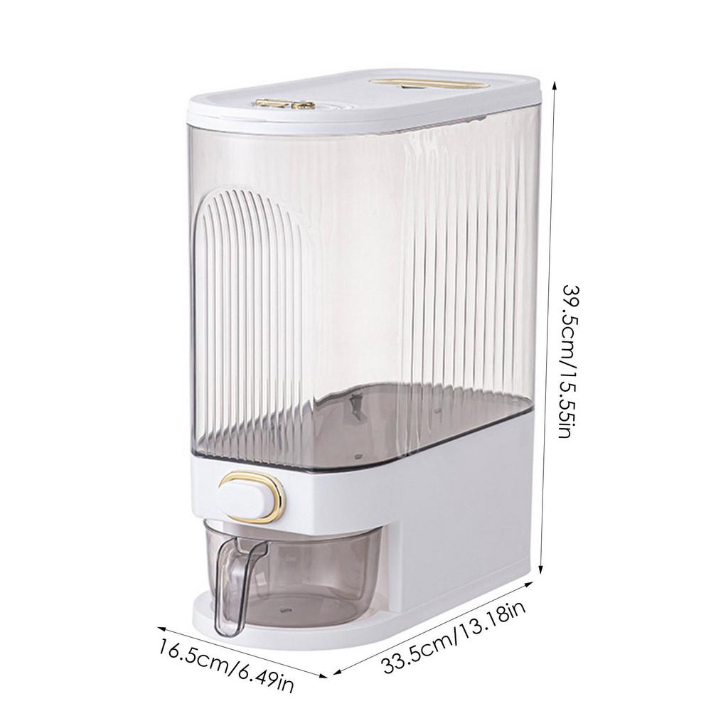 

Контейнер для риса Контейнер для хранения зерна с мерным стаканом Герметичный дозатор для риса с указателем времени Дозатор для зерновых White L