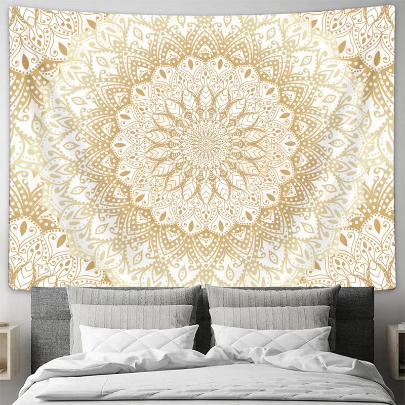 Golden Mandala Pattern Decorative Hanging Cloth  Bedroom Wall Decorative Tapestry