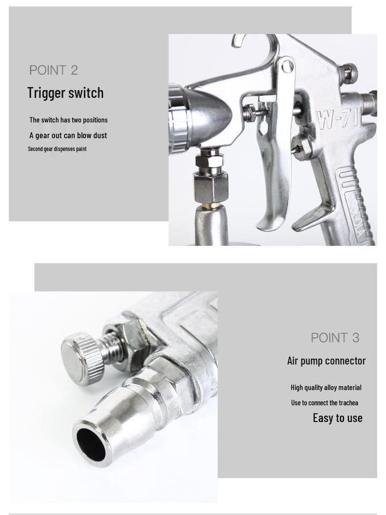 Spray Gun PQ-2K3: 75/71/77 Options with Upper/Lower Cup