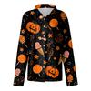 Women's Halloween Printed Casual Half-Open Collar Long Sleeve Shirt