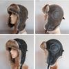 Winter Bomber Hats Plush Earflap Russian Ushanka with Goggles Men Women's Trapper Aviator Pilot Faux Leather Fur Snow Caps