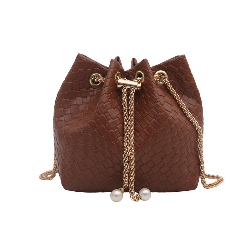 Fashion Woven Elegant Chain Bag for Women, Bucket Bag, Casual and High-end Single Shoulder Crossbody Bag