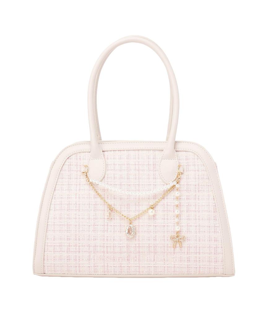 Maison de FLEUR Tweed 2-Wege-Tasche mit Anhänger, Schwarz, F Handtasche, 08001166300