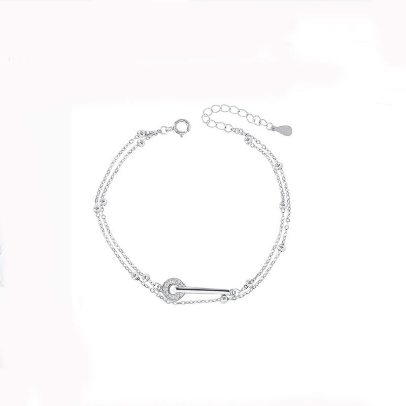 

925 Серебряное кольцо, двухслойный браслет, женский легкий роскошный дизайн меньшинства, браслет для подруг, женский темперамент, ювелирные изделия 925