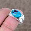 Arizona Turquoise Genstone 925 Sterling Silver Jewelry Ring Size 8.5 KKG-508