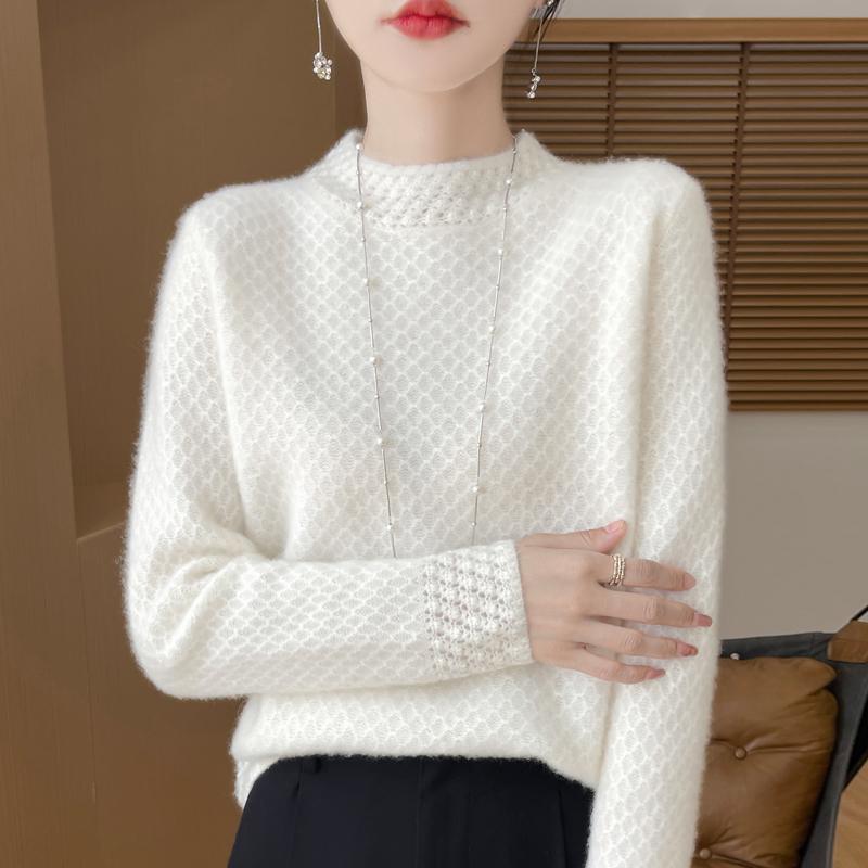 Women's Cashmere Sweater Qinghe Cashmere 30% Cashmere 70% Wool Autumn and Winter Pullover Warm and Fashionable