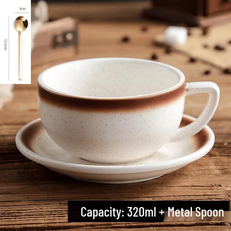 Qiwei Ceramic Latte Art Coffee Cup and Saucer Set