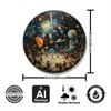 Galactic Gathering Metal Round Wall Sign, Space Theme Home Decor, Aluminum Art for Living Room Bedroom Kitchen