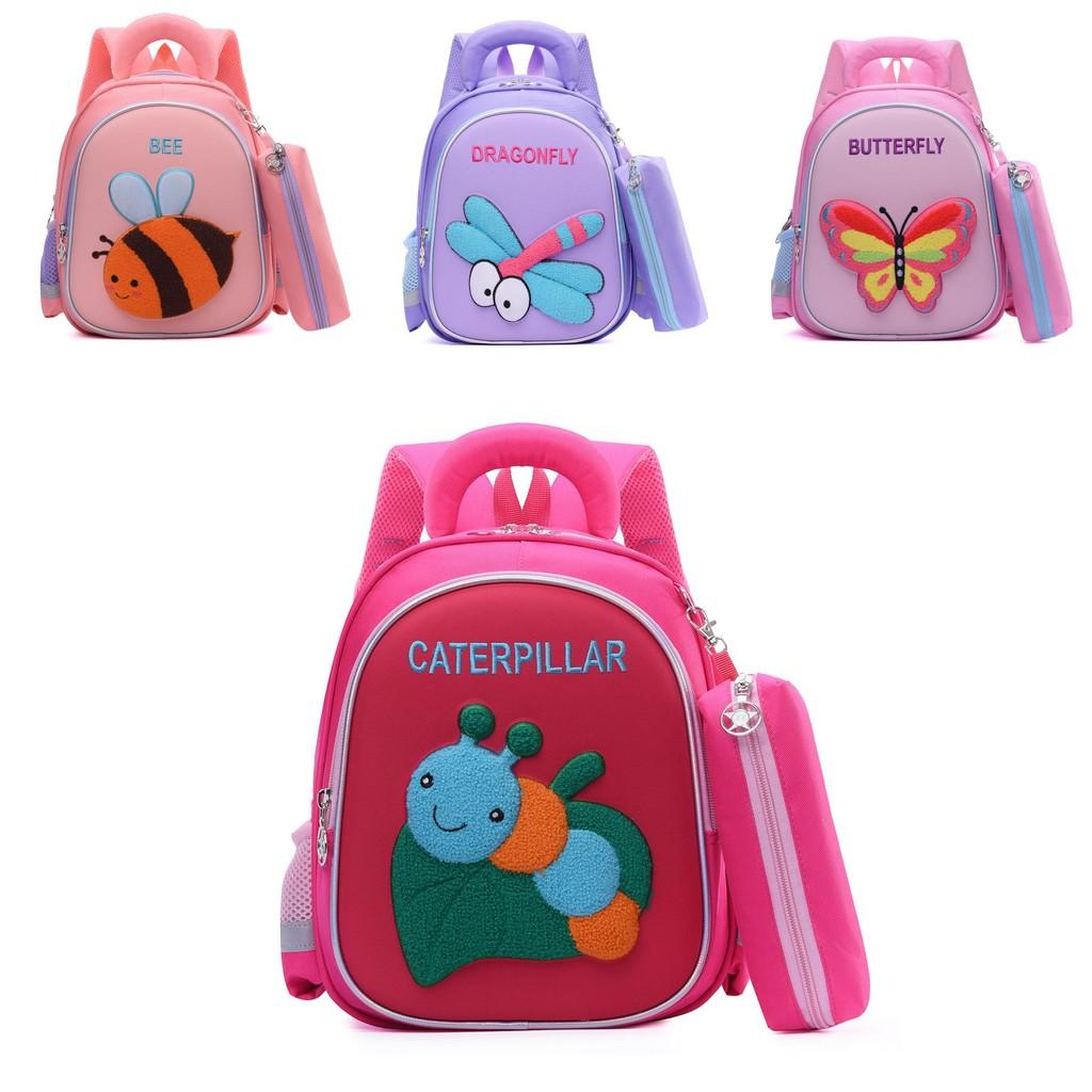 Butterfly Dragonfly Childrens Backpack Large Capacity Layered Storage Zipper