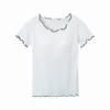 Ruffled Short-Sleeve Bra-Free T-Shirt with Integrated Breast Pads