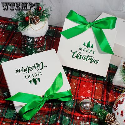 WTEMPO 20PCS 4.5*10*11.5CM Merry Christmas Candy Boxes with Ribbon Christmas Small Gift Packing Boxes Imple Fashion Paper Gift Bags
