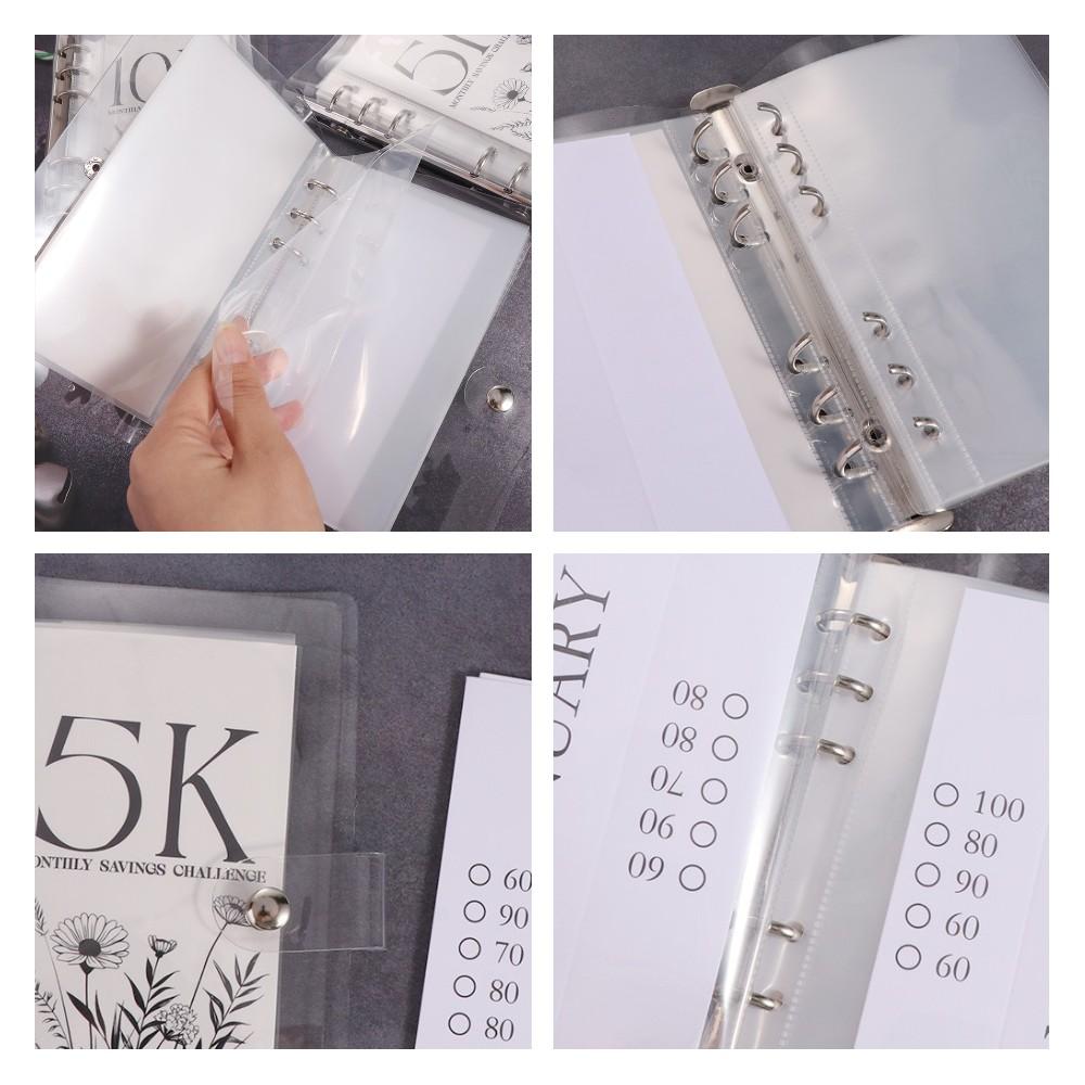 Creative Savings Challenge Binder Loose-leaf Cash Savings Binder PVC Envelope  Cash And Savings
