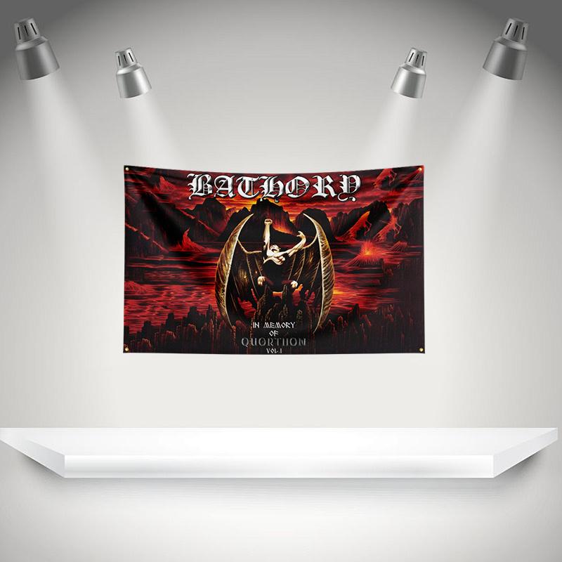 B-Bathorys Flag Rock Music Band Banner HD Printing Tapestry Exhibition, Music Band Fans, Garage Decor
